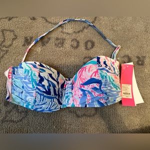 NWT Lilly Pulitzer Jessamine Bikini Top Kaleidoscope Coral